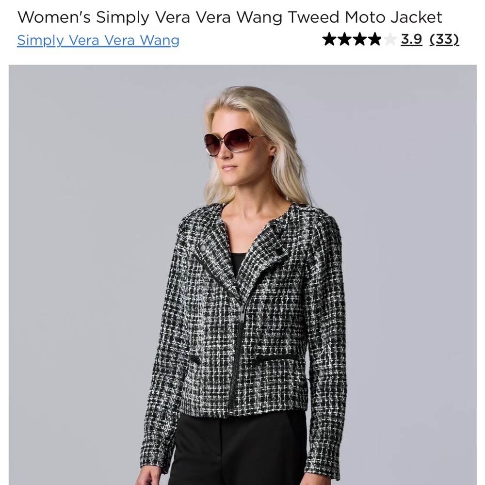 Simply Vera Vera Wang Black and White Moto Blazer